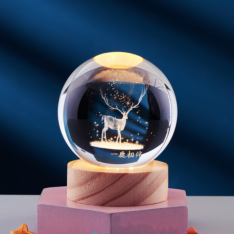 3D Nattlampe med Krystalldesign 0