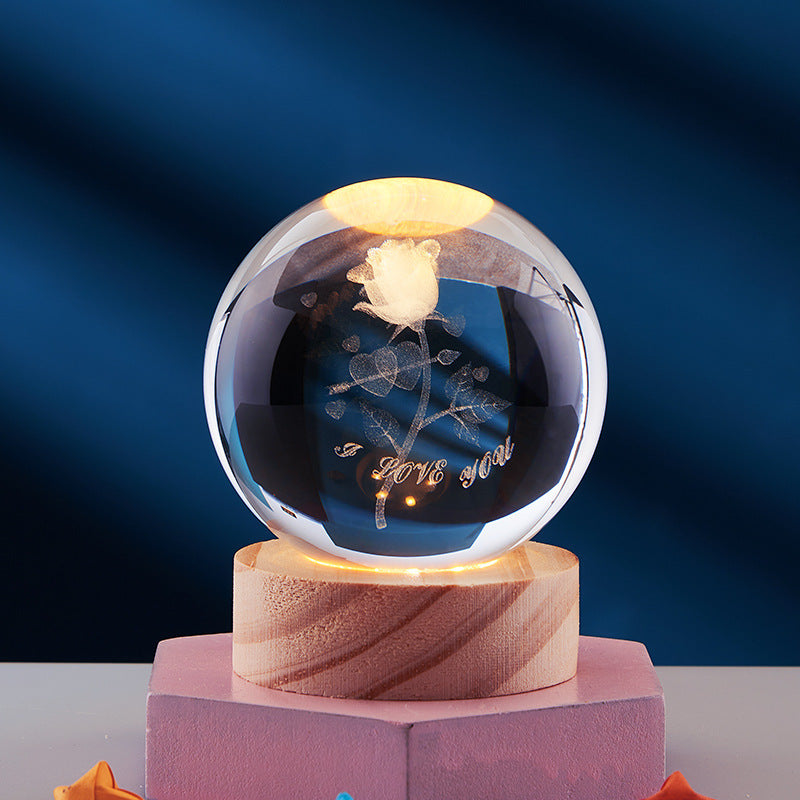 3D Nattlampe med Krystalldesign 10