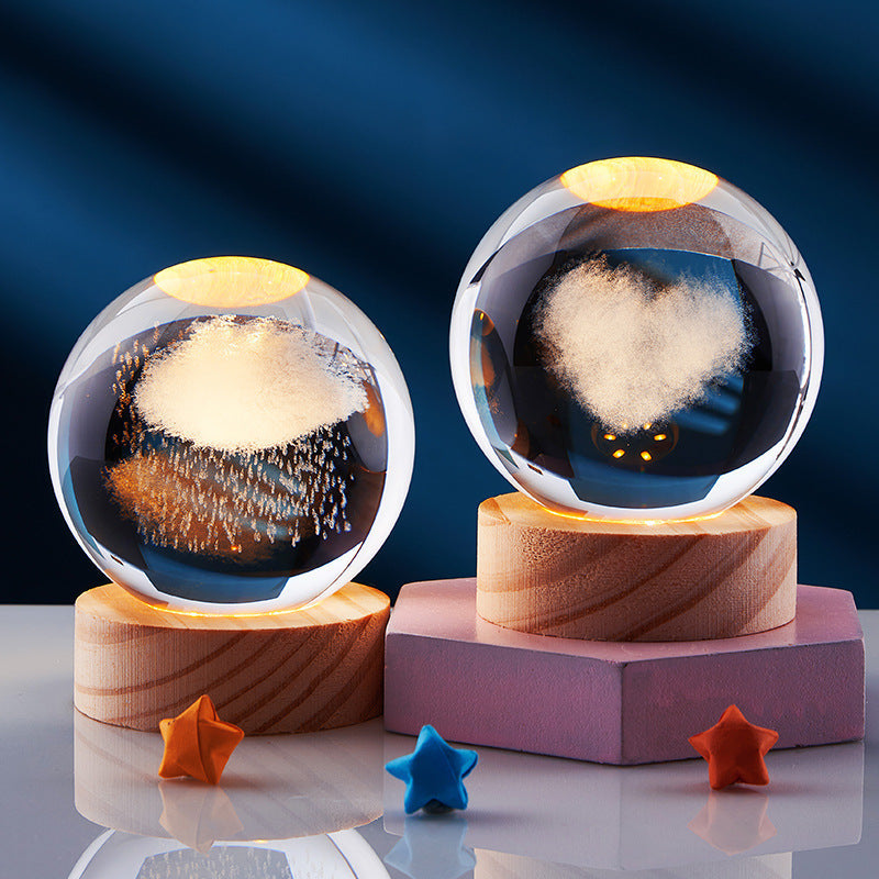 3D Nattlampe med Krystalldesign 3