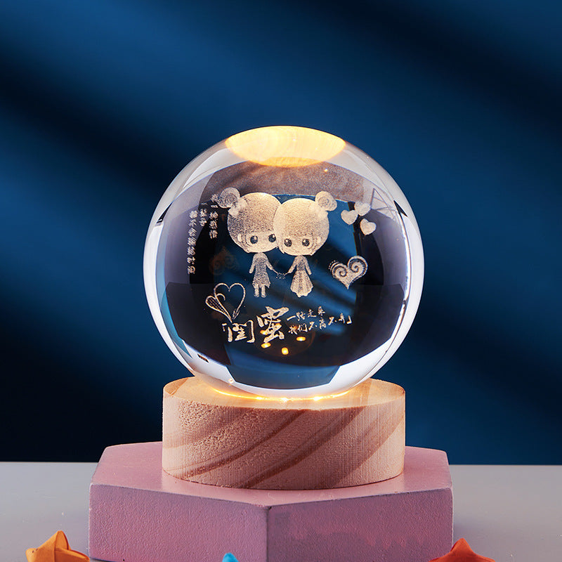 3D Nattlampe med Krystalldesign 5