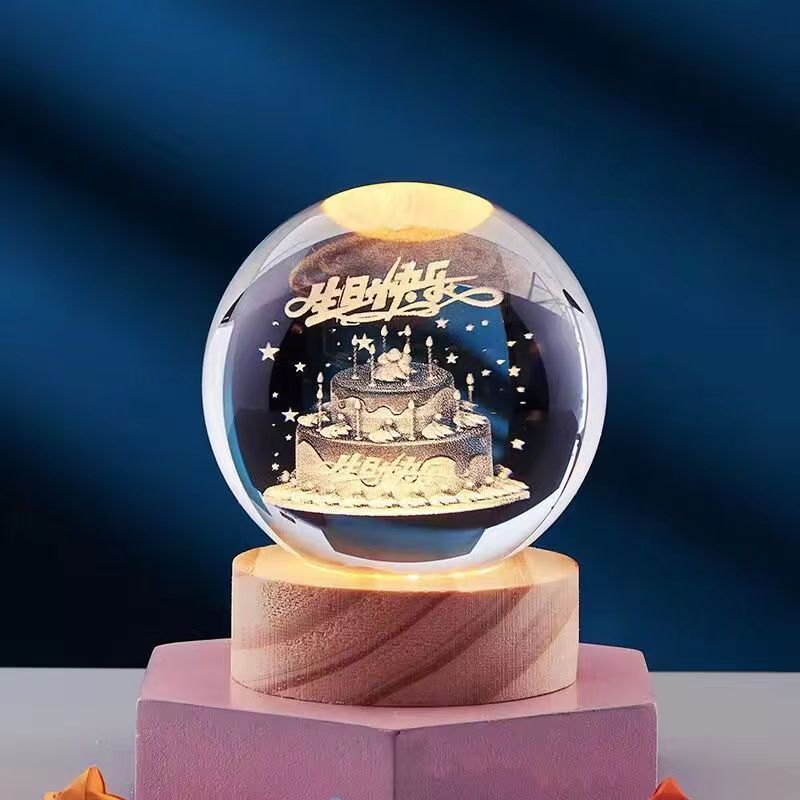 3D Nattlampe med Krystalldesign 7