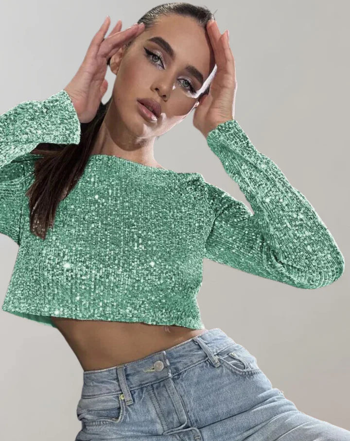 Variant image for Kvinne Crop Top Glitrende Høykvalitets Tekstil-25