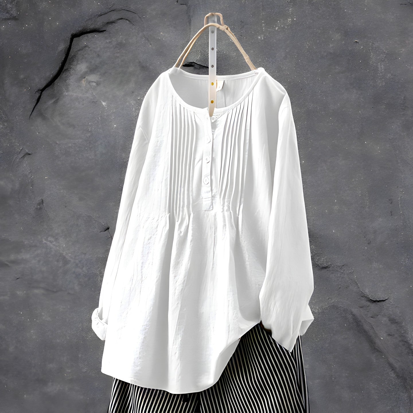 Variant image for Dame Løs Bluse Håndlaget Stilren 100% Naturlige Stoffer-17