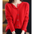 Dame Cardigan O-hals Strikket Ull-4