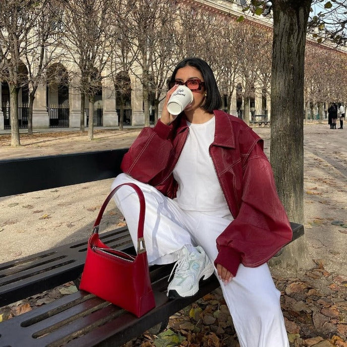 Dame Oversized Bomberjakke Grå Vinter Trendy Varm Foring-4
