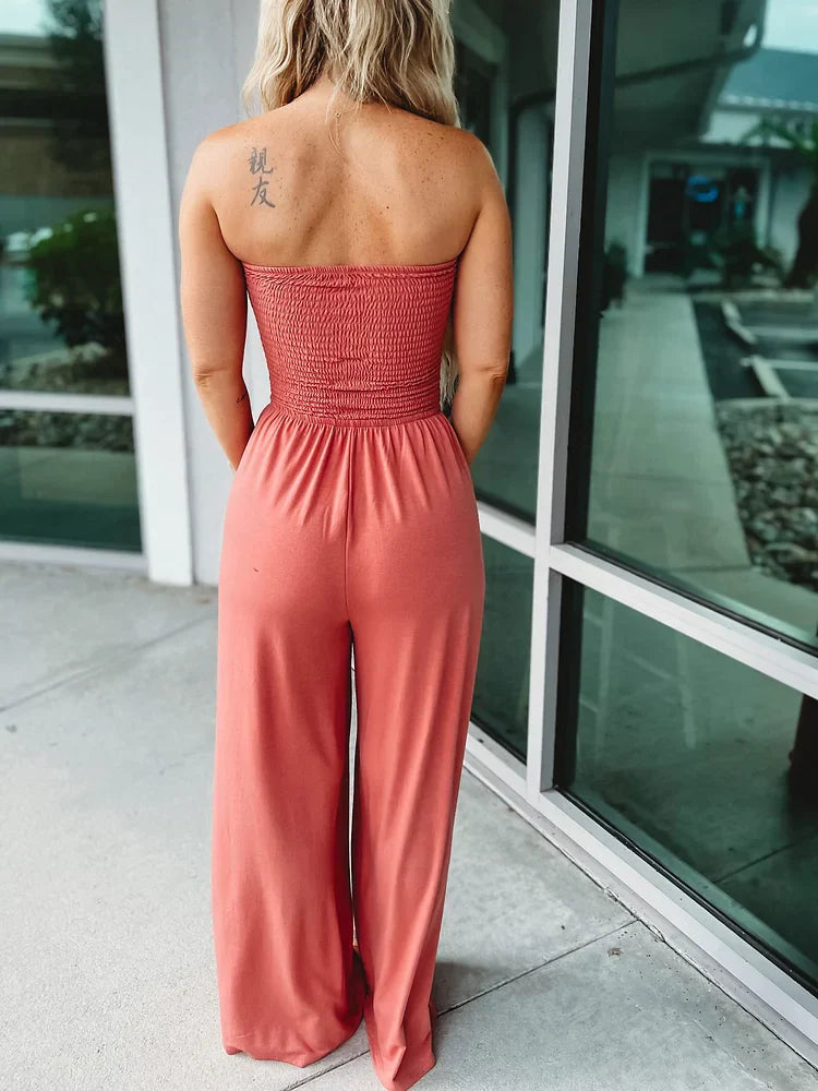 Dame Jumpsuit Off-Shoulder Elegant Polyester-3