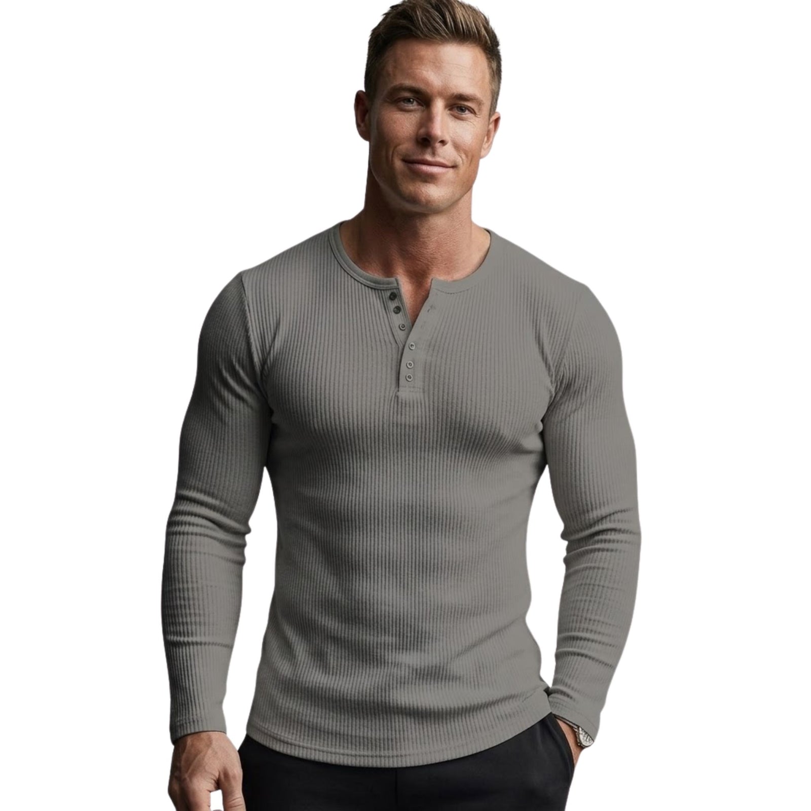 Herre Henley Skjorte Tett Passform