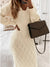 Damekjole Midi V-hals Langermet Bomullsblanding Elegant Design-6