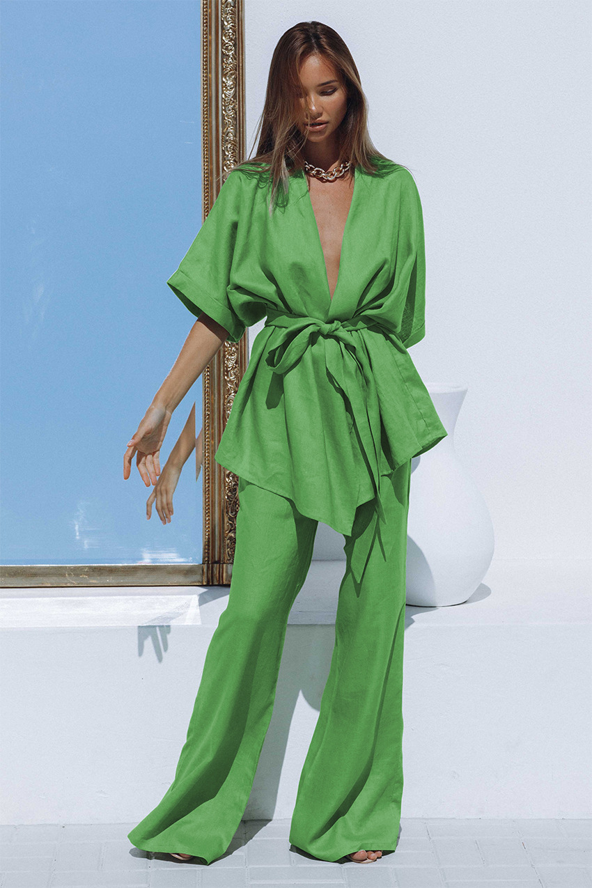 Variant image for Kvinne Sommer Sett Trendy Lin Lett Pustende-1