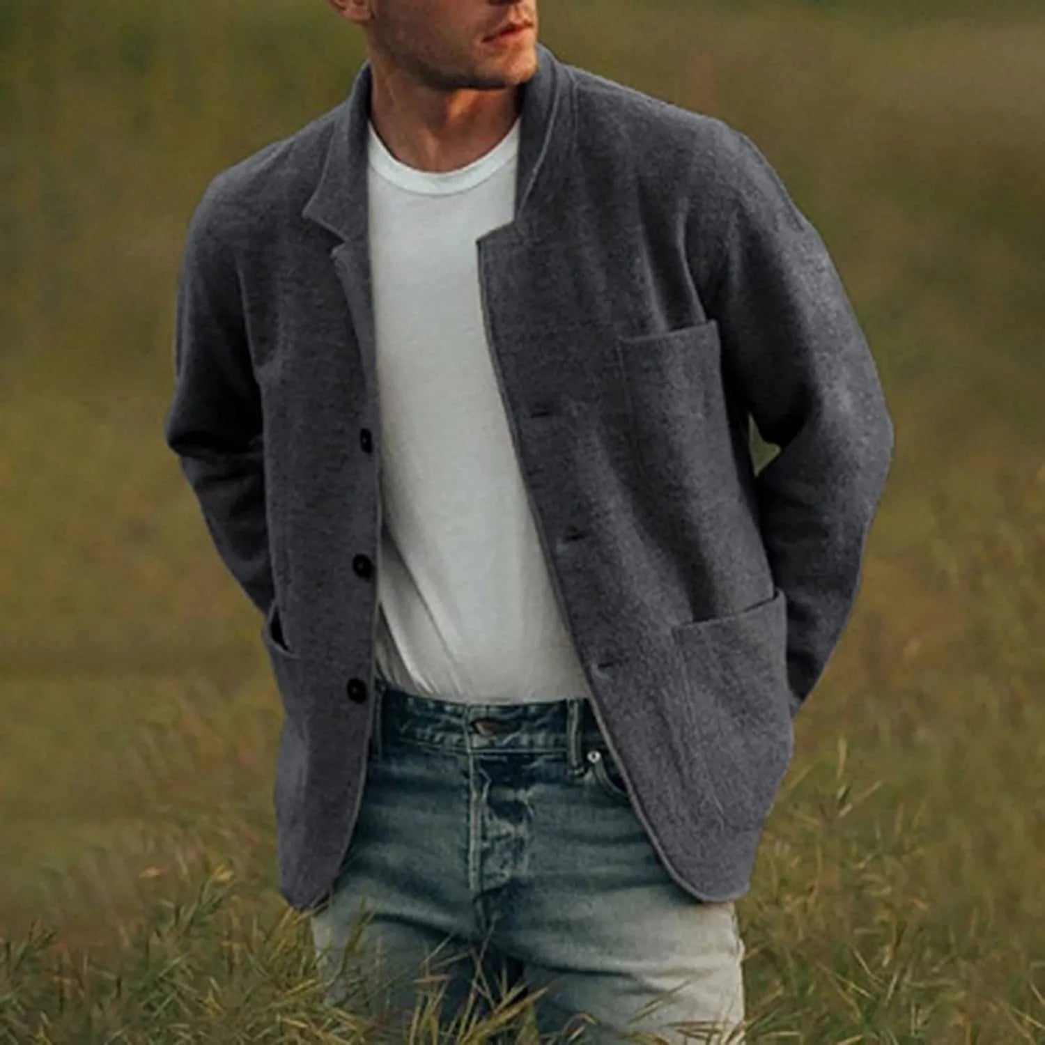 Herre Blazer Casual Stil 100% Bomull Komfortabel Design-2