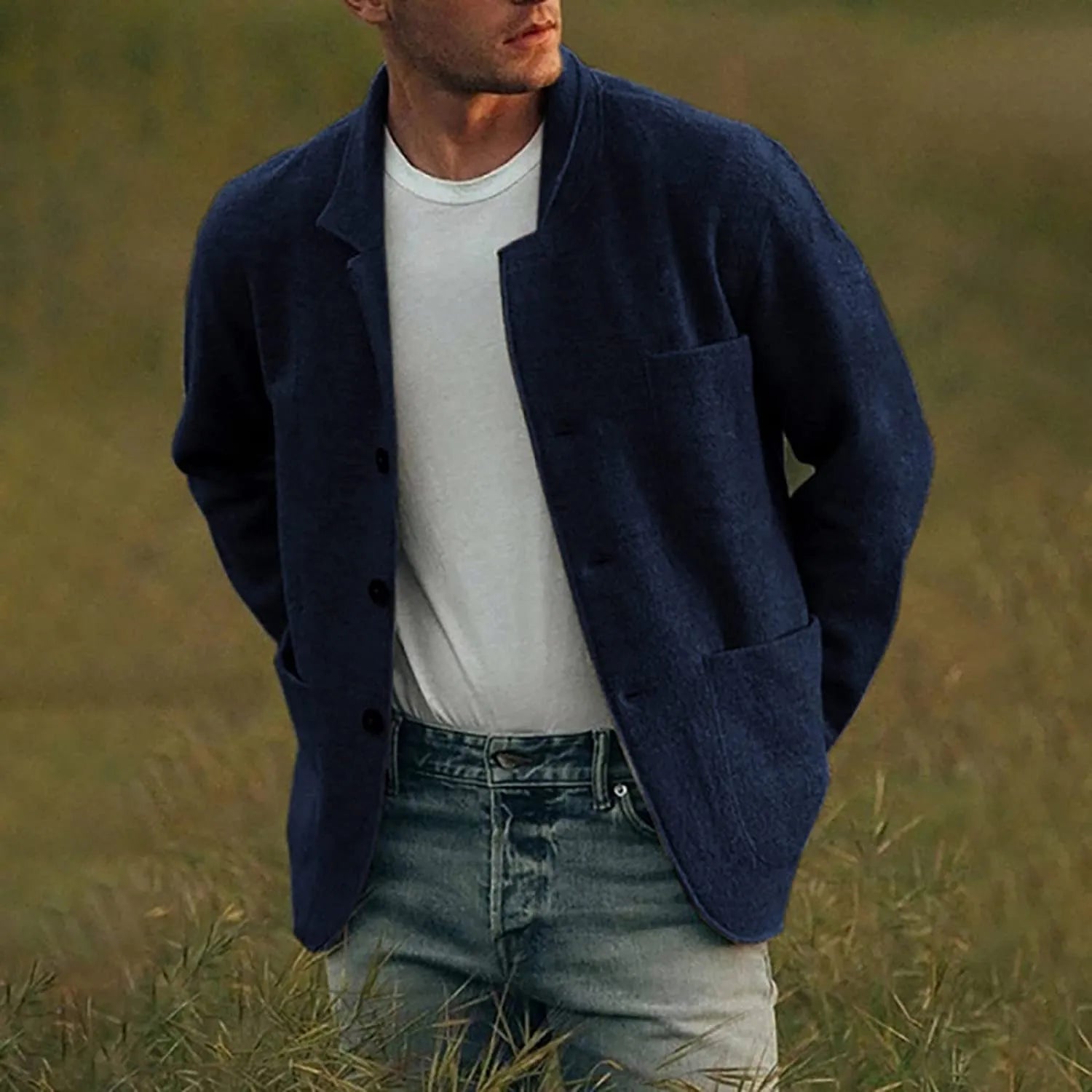 Herre Blazer Casual Stil 100% Bomull Komfortabel Design-3