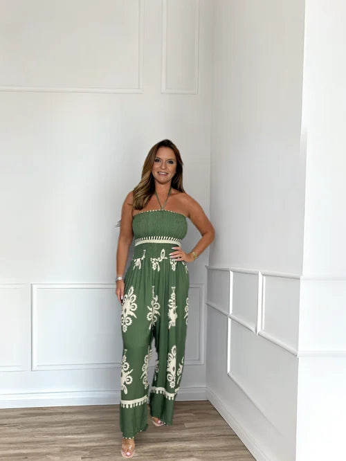 Dame Jumpsuit Halterneck Vintage Stil Polyester-1