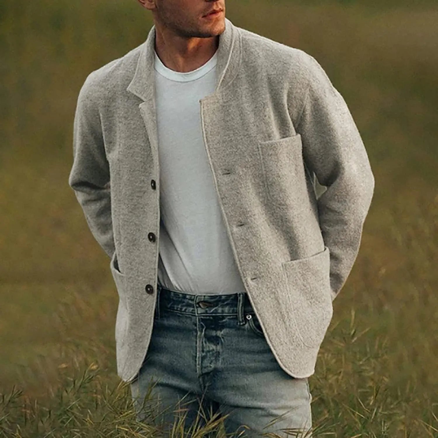 Herre Blazer Casual Stil 100% Bomull Komfortabel Design-1