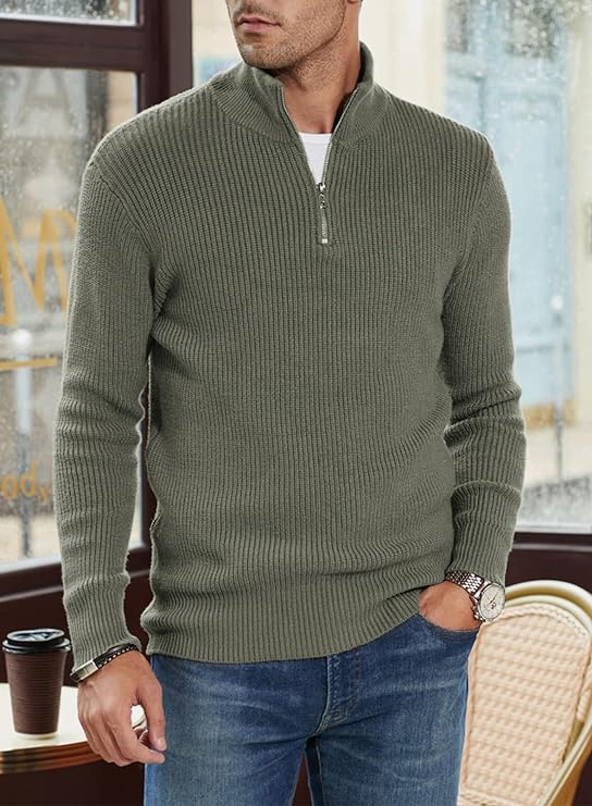 Herre Genser Med Glidelås Italiensk Design 100% Bomull-3