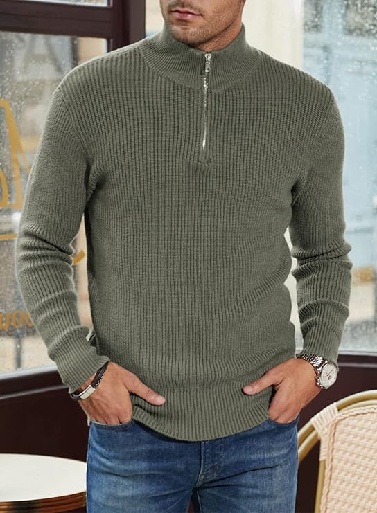 Herre Genser Med Glidelås Italiensk Design 100% Bomull-4