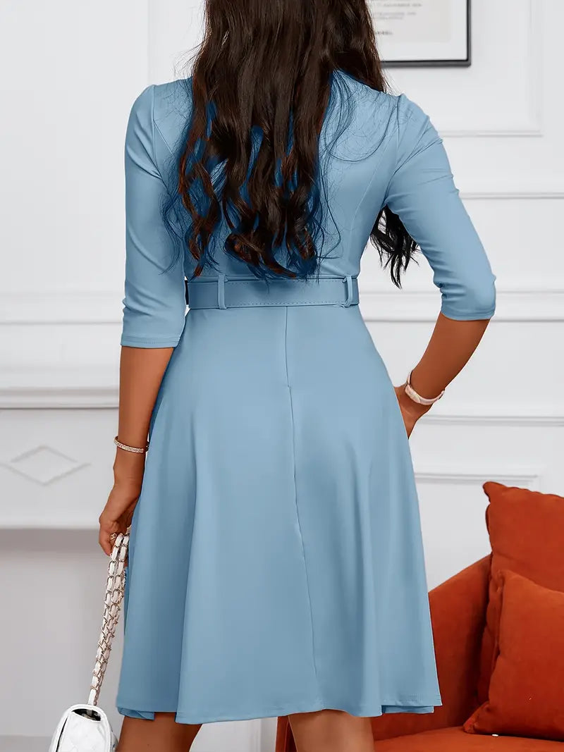 Damekjole Sirkulær Utringning med Glidelås Polyester Elegant Silhuett