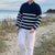Herre Genser Halv Zip Stripete Pustende Bomullsblanding 3