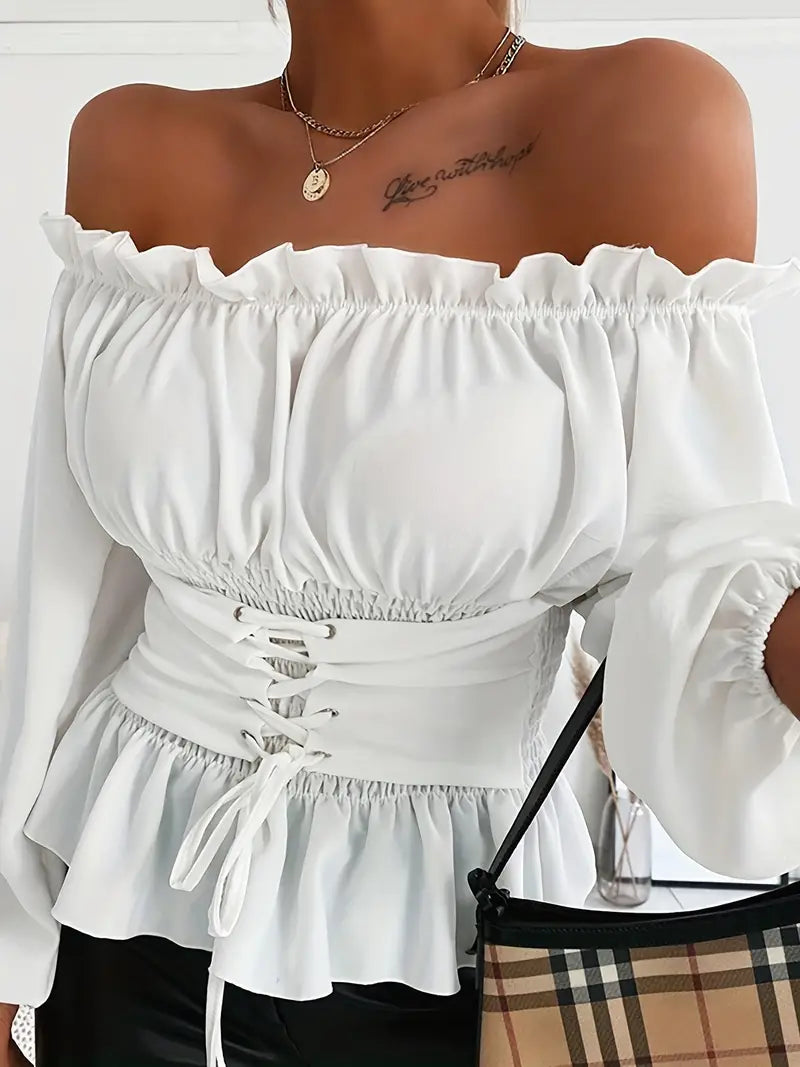 Variant image for Kvinne Bluse Rüsch Detaljer 100% Polyester Elegant Design-9