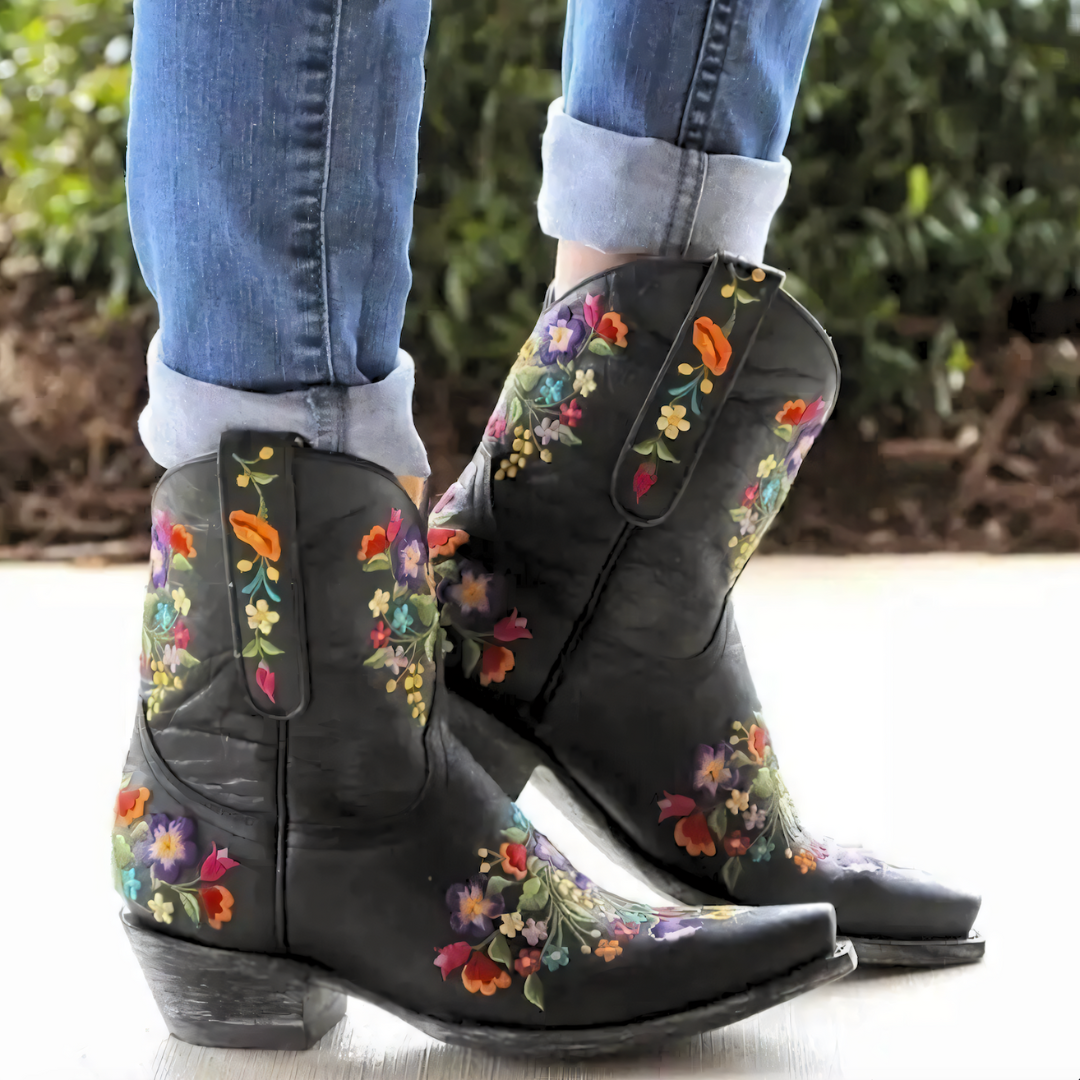 Dame Cowgirl Støvler Vintage Værbestandig Skinn 3