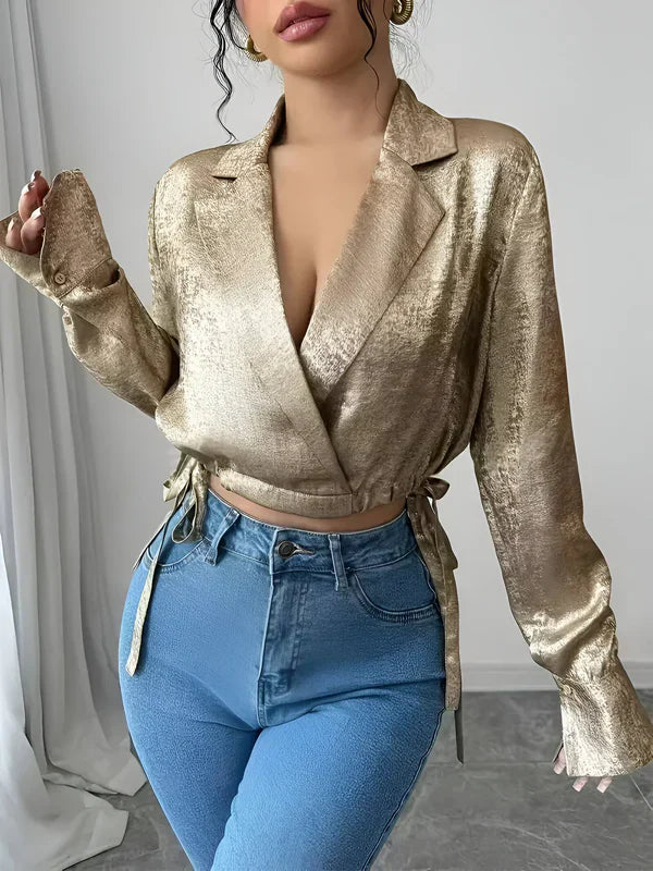 Kvinne Bluse Elegant Glitrende Polyester