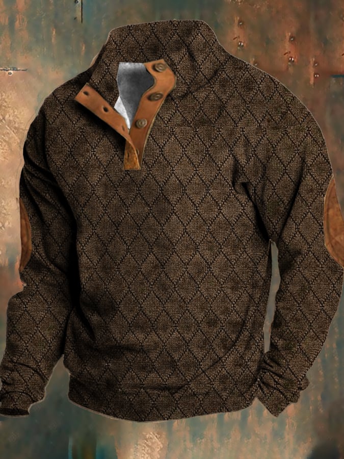 Herre Fleece Genser Retro Stil Myk Polyester 3