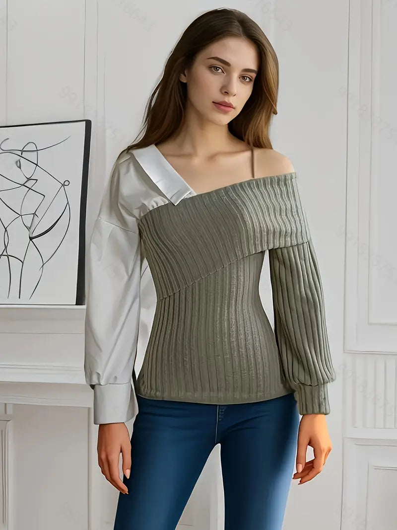Variant image for Dame Asymmetrisk Topp Moderne Design Mykt Stoff-1