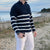 Herre Genser Halv Zip Stripete Pustende Bomullsblanding 4