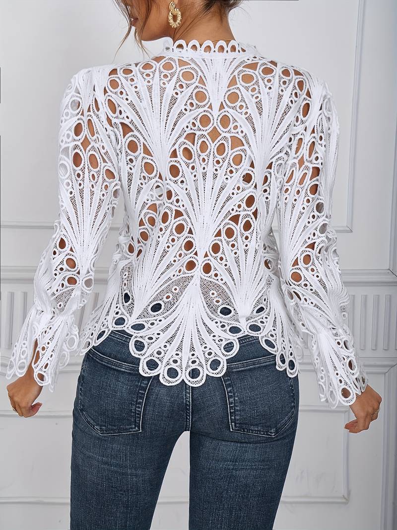 Kvinne Asymmetrisk Bluse med Utskjæringer Polyester
