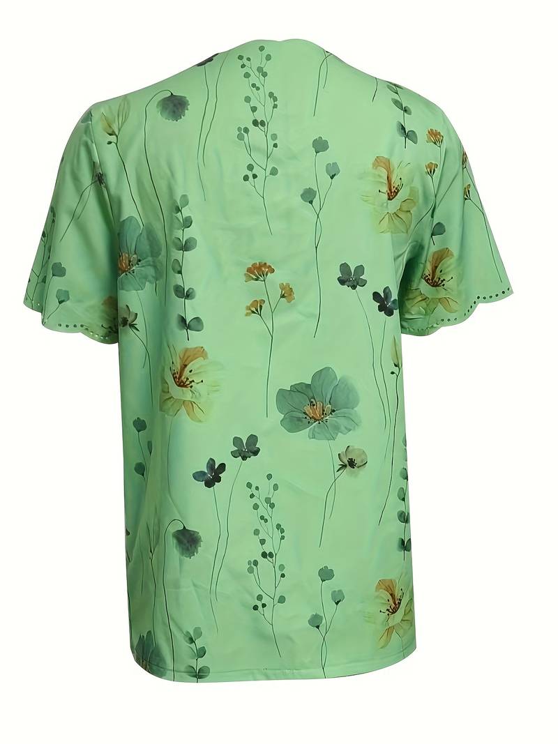 Variant image for Kvinne Bluse Løs Passform Polyester Blomstertrykk-41