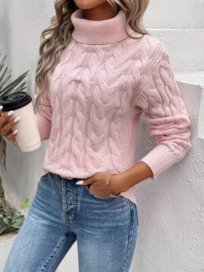 Variant image for Kvinne Turtleneck Genser Kabelmønster 100% Akryl-9