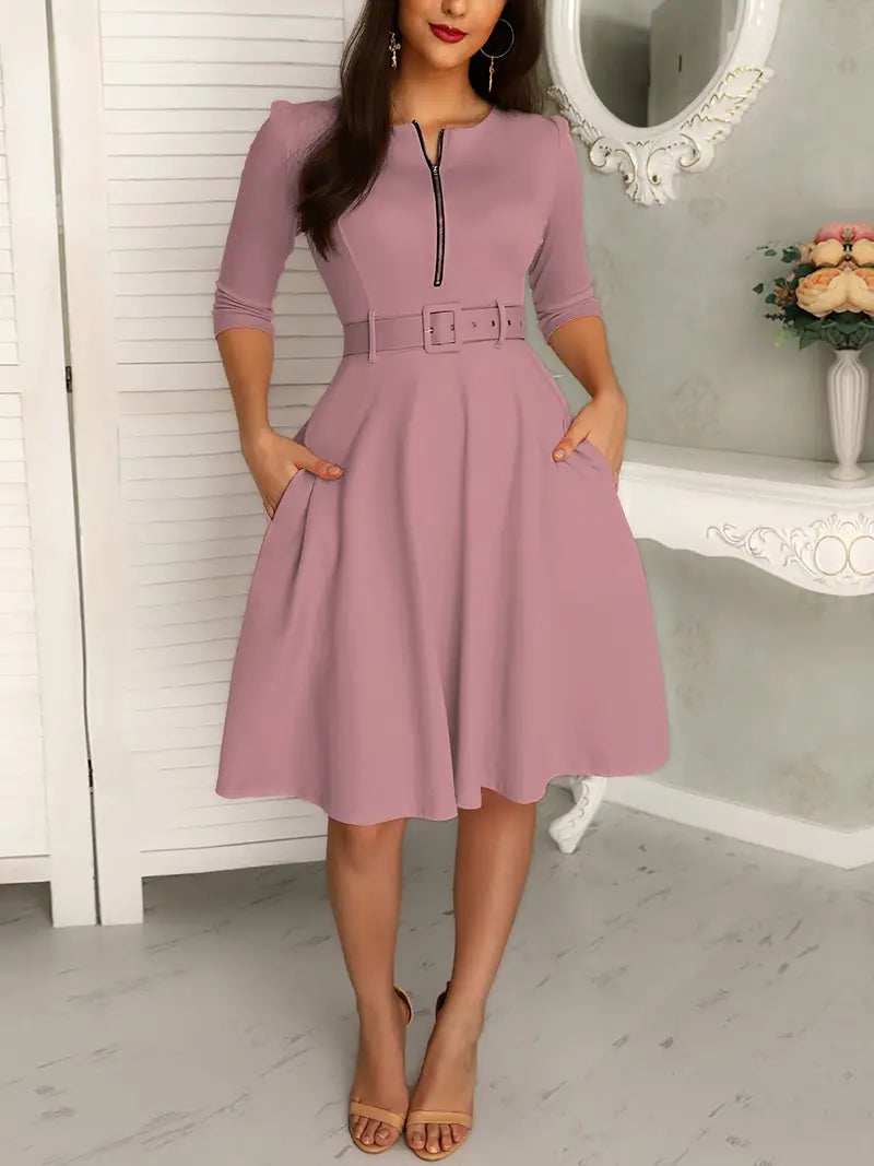Variant image for Damekjole Sirkulær Utringning med Glidelås Polyester Elegant Silhuett-25