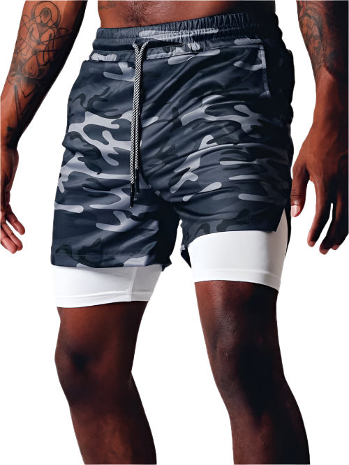 Herre Sportshorts 2-i-1 Fuktighetsdrenerende Polyester 1