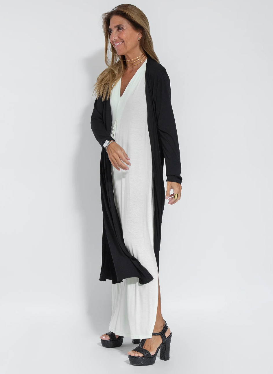 Dame Kjole Lang Elegant Lett Materiale med Vest-5