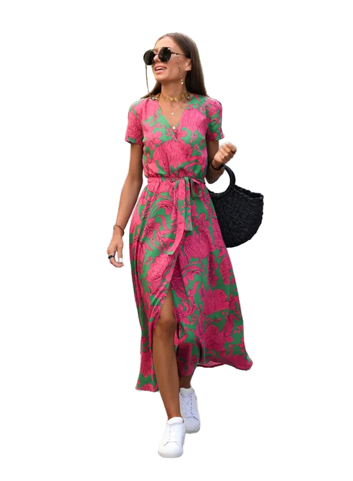 Variant image for Kvinne Kjole Blomstertrykk Lett Polyester-1