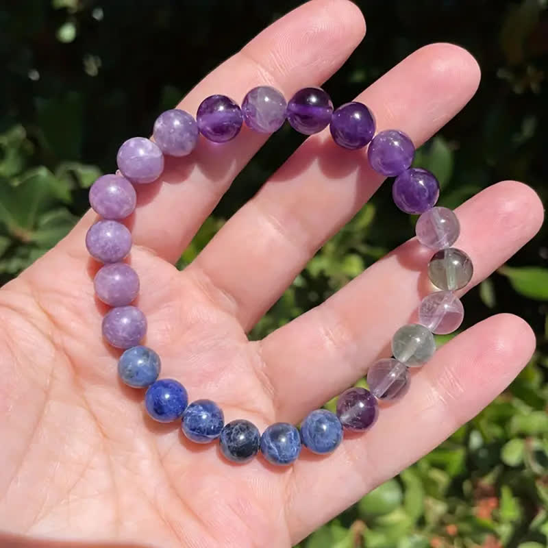 Armbånd med Ametyst, Lepidolite og Lapis Lazuli 1