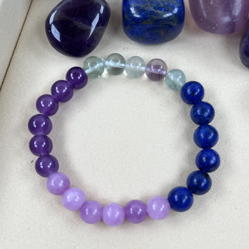 Armbånd med Ametyst, Lepidolite og Lapis Lazuli 2
