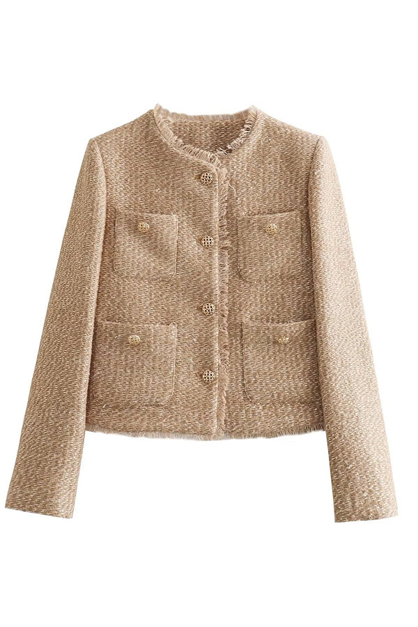 Kvinne Frayed Fringe Jakke Lett Stoff-4