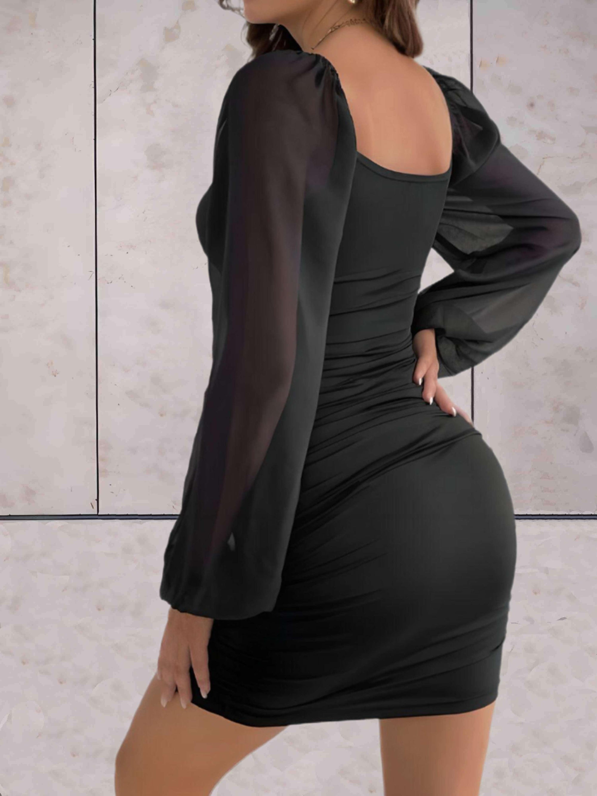 Dame Minikjole Elegant Brede Ermer Polyester 6