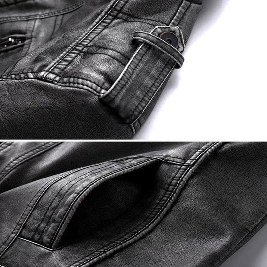 Herre Skinnjakke Tidløs Design Lær Svart-3