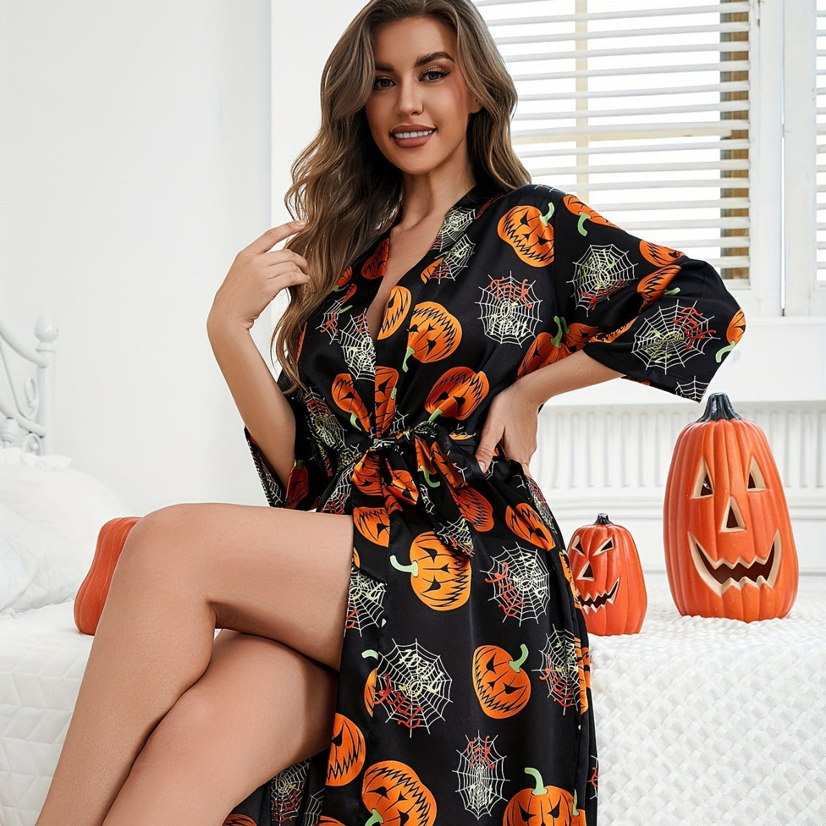 Barns Halloween Kostyme Gresskarmønster Løs Design Myk Stoff 1