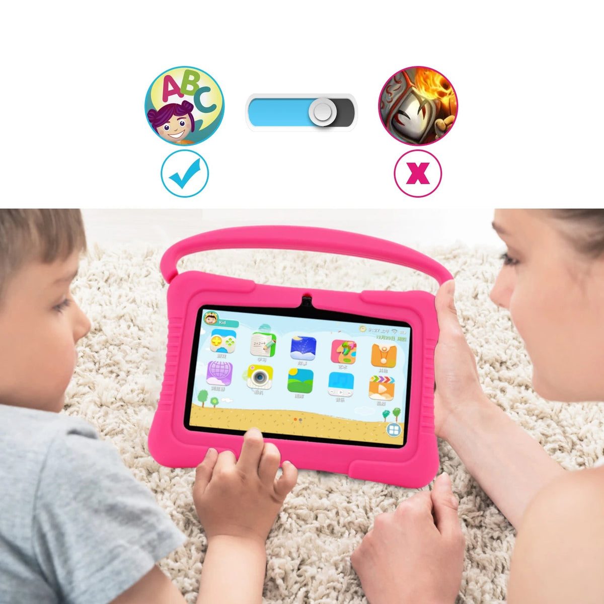 Barns Nettbrett 7-tommer Android 12 med 32GB Minne og IPS-skjerm 3