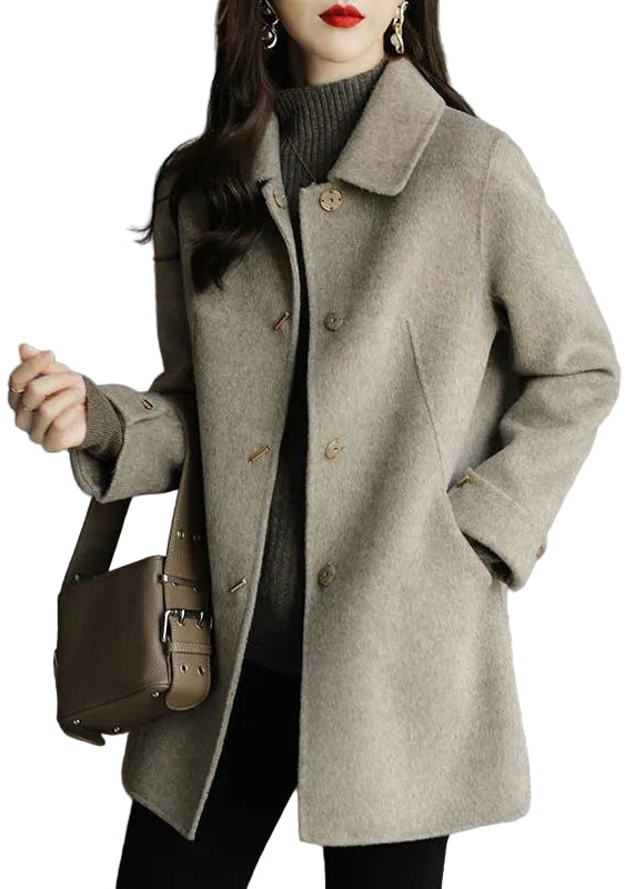 Beige Ullfrakk Oversized med Knapper 0