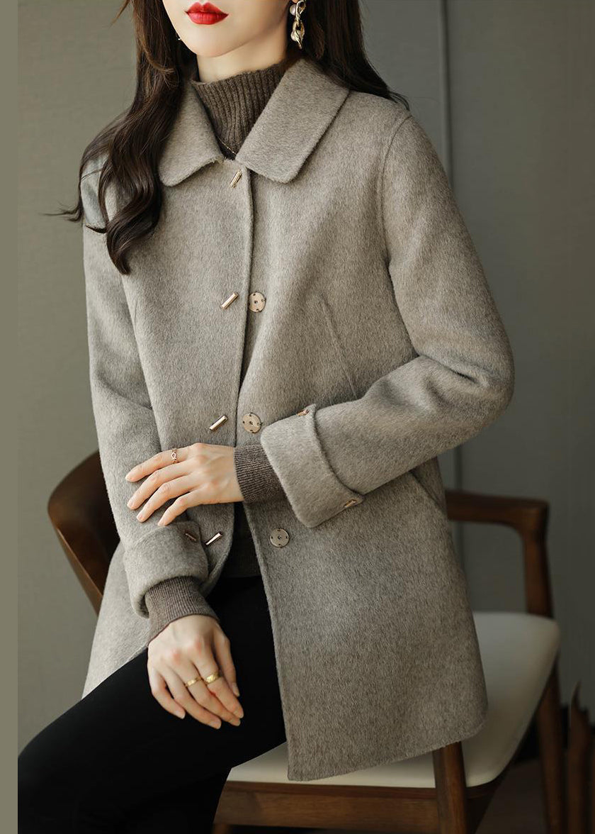 Beige Ullfrakk Oversized med Knapper 1