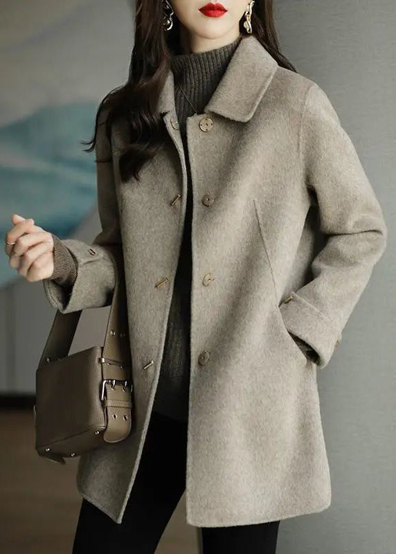 Beige Ullfrakk Oversized med Knapper 2