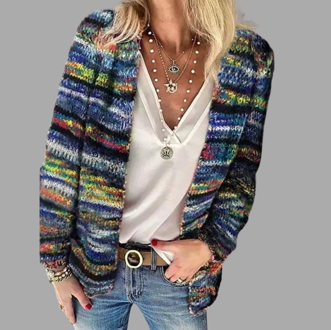 Variant image for Dame Strikket Jakke Fargerik Akryl-9