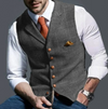 Herre Vest Rutete Skreddersydd Ullblanding Elegant-1