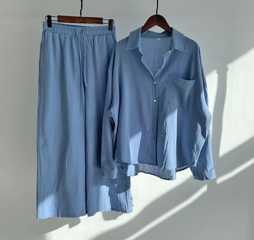 Variant image for Dame Linsett Topp og Bukse 100% Lin Elegant Komfortabel-22