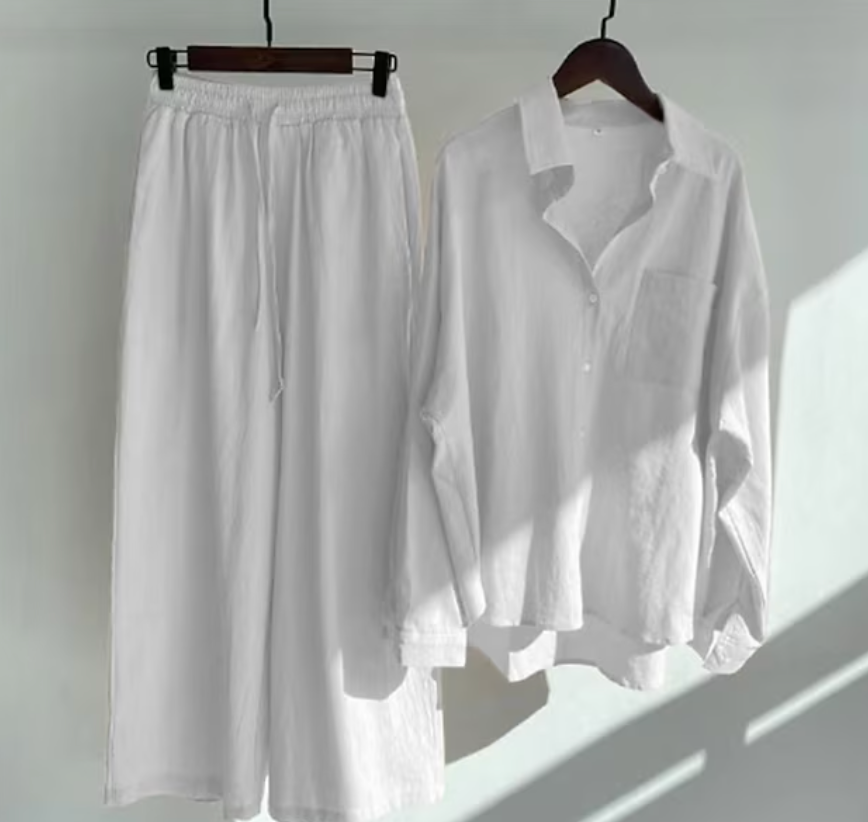 Variant image for Dame Linsett Topp og Bukse 100% Lin Elegant Komfortabel-50