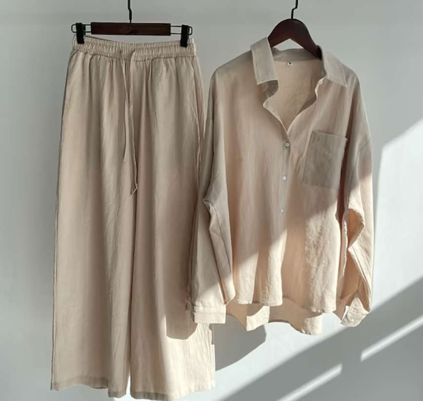 Variant image for Dame Linsett Topp og Bukse 100% Lin Elegant Komfortabel-8