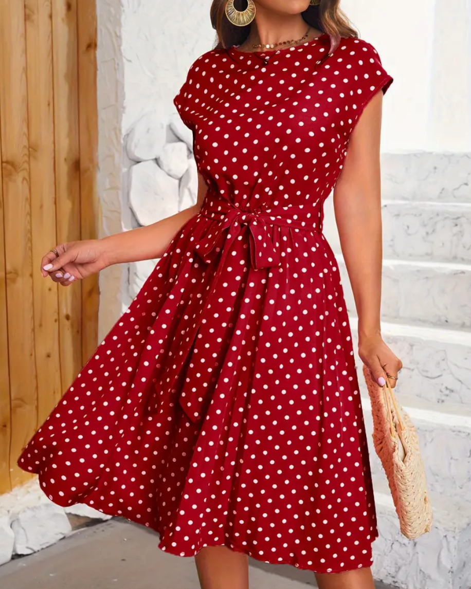 Variant image for Damekjole Retro Chic Polka Dot Lett Stoff-1
